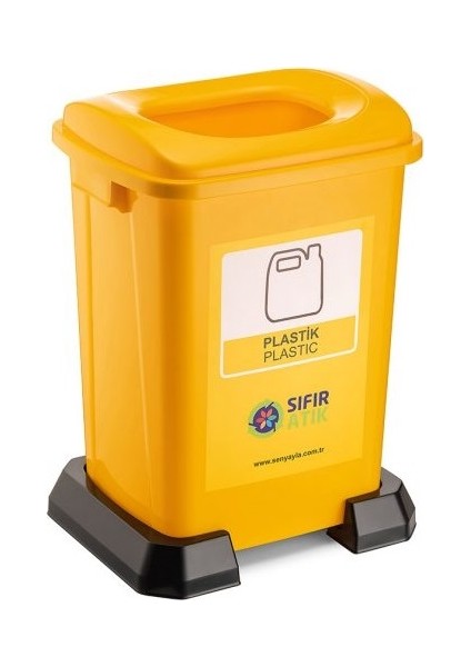 Sıfır Atık Geri Dönüşüm Çöp Kutusu Kovası 70 lt Sarı Plastik Atıkları