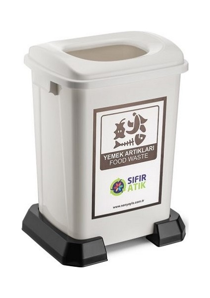 Sıfır Atık Geri Dönüşüm Çöp Kutusu Kovası 70 lt Beyaz Yemek Atıkları