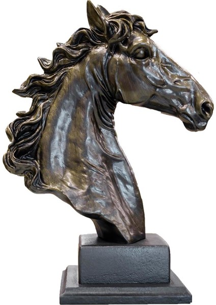 At Kafası Heykel Biblo Büyük Füme