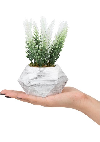 Mermer Görünümlü Saksıda Lavanta Yapay Çiçek fiyatları