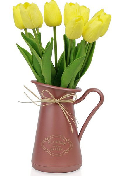 Taba Saksıda 10'lu Islak Lale Yapay Çiçek