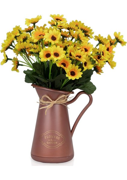 Taba Saksıda 3 Demet Papatya Yapay Çiçek