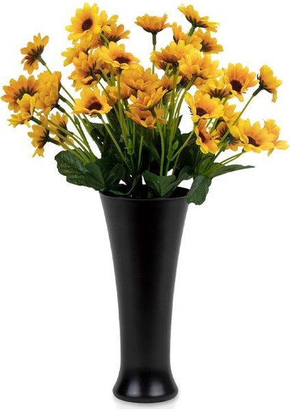 Siyah Fransız Style Saksı Vazoda 2 Demet Papatya