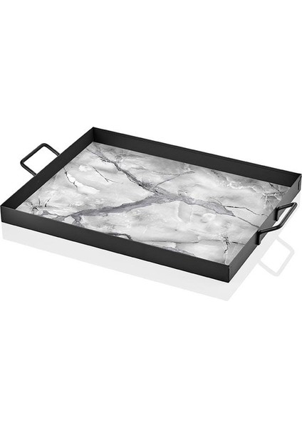 Mermer Desenli Dekoratif Tepsi Servis Tepsisi 40 x 30 Cm