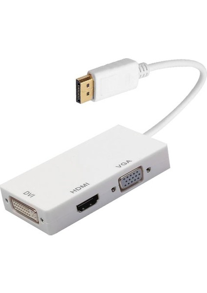Display Port to DVI/VGA/HDMI 3in1 Çevirici Adaptör Kablo