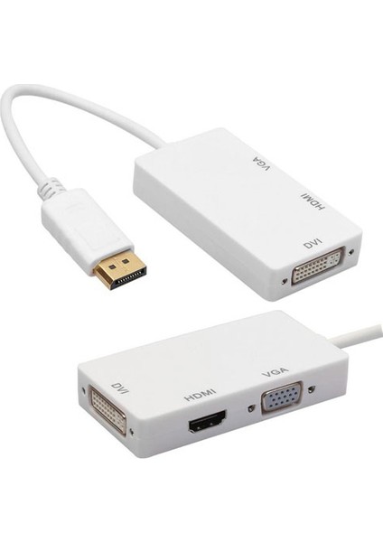 Display Port to DVI/VGA/HDMI 3in1 Çevirici Adaptör Kablo