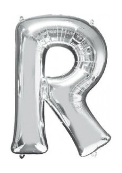 Cakes & Party R Harfi Gümüş Rengi Folyo Balon 40 Inc 100 cm