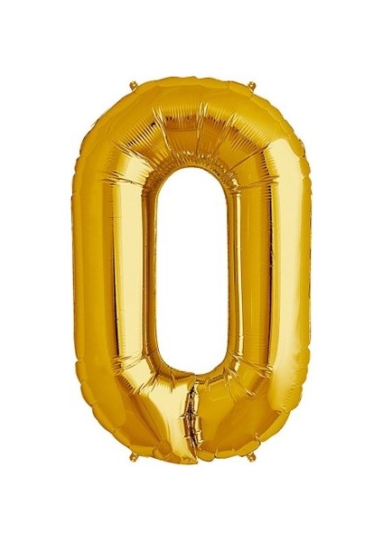 Cakes & Party 0 Rakamı Altın (Gold) Rengi Folyo Balon 40 Inc 100 cm