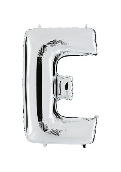 Cakes & Party E Harfi Gümüş Rengi Folyo Balon 40 Inc 100 cm