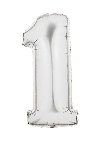 Cakes & Party 1 Rakamı Gümüş Rengi Folyo Balon 40 Inc 100 cm