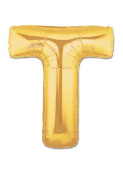Cakes & Party T Harfi Altın (Gold) Rengi Folyo Balon 40 Inc 100 cm