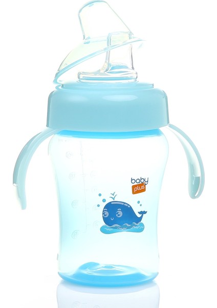 Baby&Plus Antikolik Akıtmaz Kulplu PP Bardak 240 ml Mavi