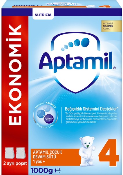 4 Ekonomik Paket Çocuk Devam Sütü 1000 gr 1 Yaş+