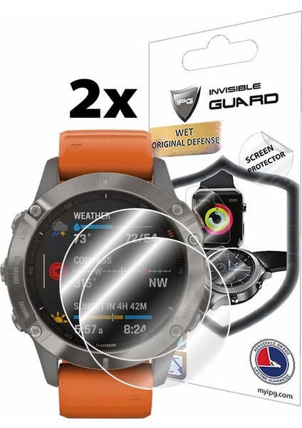 Garmin Fenix 6/6 Pro/6 Sapphire Multispor GPS Akıllı Saat Ekran Koruyucu - (2 Adet)