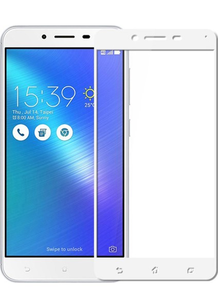 Asus Zenfone 3 Max ZC553KL Tam Kaplayan Çerçeveli Tempered Ekran Koruyucu - Beyaz