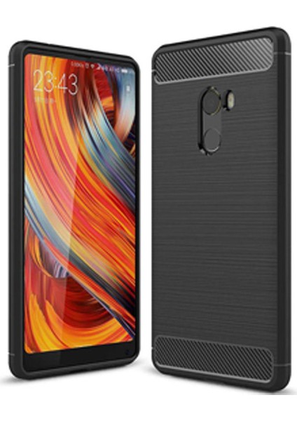 Xiaomi Mi Mix 2 Brushed Carbon Fiber Silikon Tpu Kılıf - Siyah