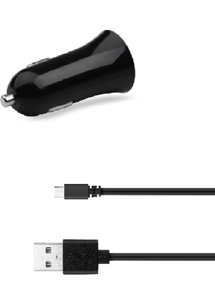 2.4 Araba Şarjı ve 1 Metre Micro USB Kablosu Siyah
