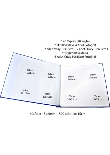 10 x 15 cm 520'lik 15 x 20 cm 40'lık Karma Fotoğraf Albümü ACR-2601M fiyatları