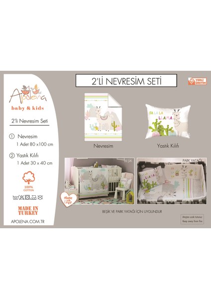 Bebek Lama Nevresim Ve Yastık Kılıfı Seti 2'li Set