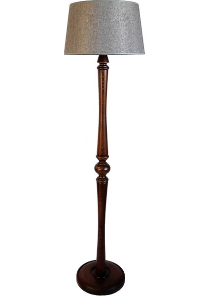 Torna Ayaklı Masif Lambader ( Gri Keten/ Koyu Ceviz)