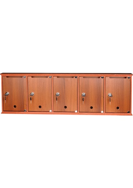 Kilitli Ahşap Posta Kutusu 5'li Ceviz