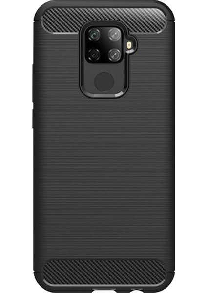 Huawei Mate 30 Lite Brushed Carbon Fiber Silikon Kılıf - Siyah