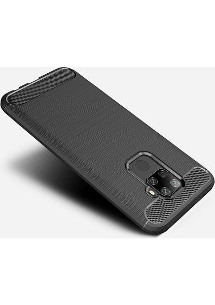 Huawei Mate 30 Lite Brushed Carbon Fiber Silikon Kılıf - Siyah