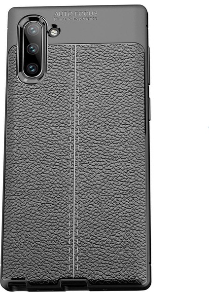 Samsung Note 10 Leather Tpu Silikon Kılıf - Siyah