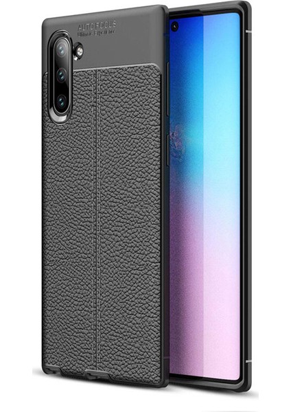 Samsung Note 10 Leather Tpu Silikon Kılıf - Siyah