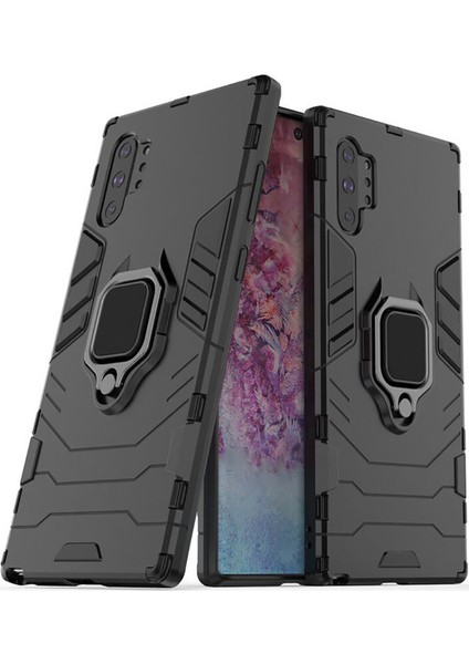 Samsung Galaxy Note 10 Plus Batman Serisi Yüzük Standlı Armor Kılıf - Siyah fırsatları
