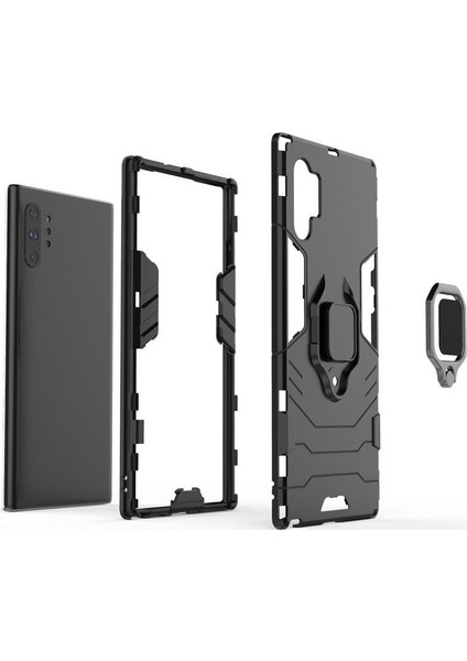 Samsung Galaxy Note 10 Plus Batman Serisi Yüzük Standlı Armor Kılıf - Siyah indirimleri