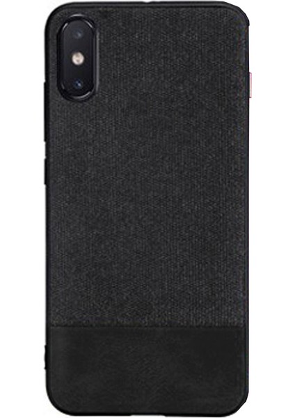 Xiaomi Mi 8 Fabrik Serisi Kumaş ve Deri Desen Kılıf - Siyah