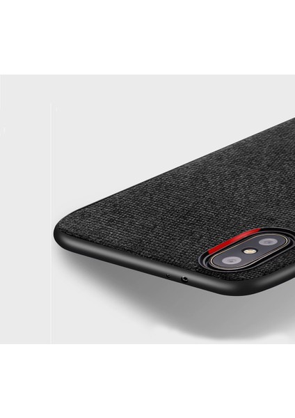 Xiaomi Mi 8 Fabrik Serisi Kumaş ve Deri Desen Kılıf - Siyah modelleri