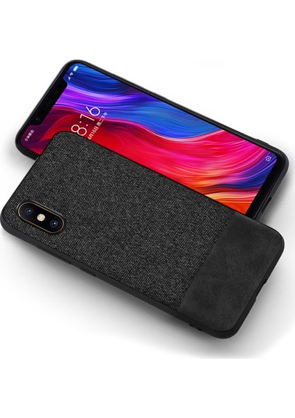 Xiaomi Mi 8 Fabrik Serisi Kumaş ve Deri Desen Kılıf - Siyah fırsatları