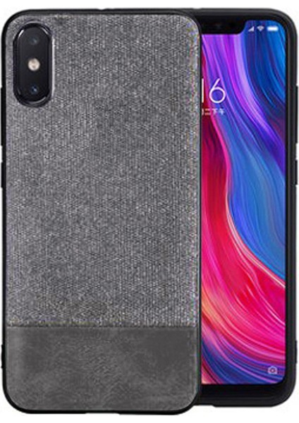 Xiaomi Mi 8 Fabrik Serisi Kumaş ve Deri Desen Kılıf - Gri fiyatları