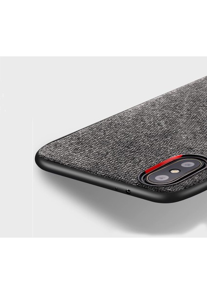 Xiaomi Mi 8 Fabrik Serisi Kumaş ve Deri Desen Kılıf - Gri modelleri