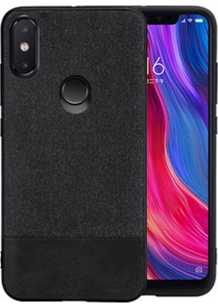 Xiaomi Mi 8 SE Fabrik Serisi Kumaş ve Deri Desen Kılıf - Siyah