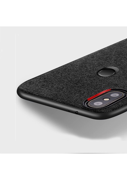 Xiaomi Mi 8 SE Fabrik Serisi Kumaş ve Deri Desen Kılıf - Siyah