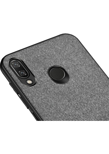 Xiaomi Redmi Note 7 Pro Fabrik Serisi Kumaş ve Deri Desen Kılıf - Gri