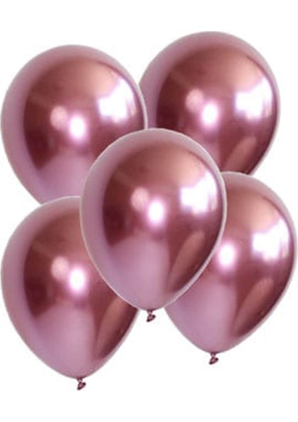 Pembe Krom Balon 5 Adet