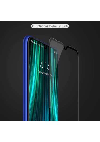 Xiaomi Redmi Note 8 Tam Kaplayan Temperli Cam Ekran Koruyucu Siyah