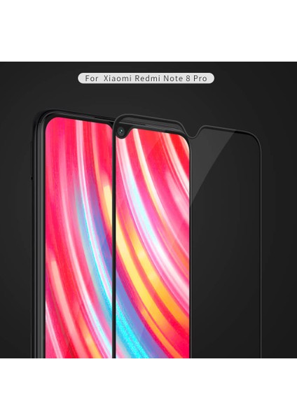 Xiaomi Redmi Note 8 Pro Tam Kaplayan Temperli Cam Ekran Koruyucu Siyah