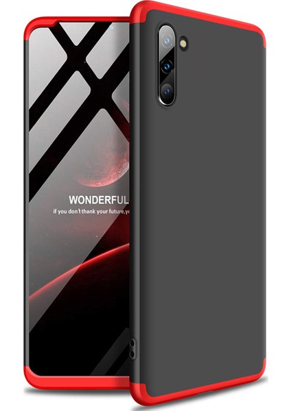 Samsung Galaxy Note 10 Kılıf Double Dip 360 Protective Siyah - Kırmızı