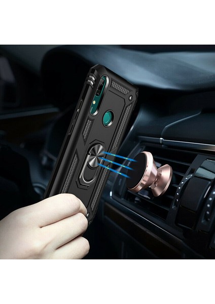 Huawei P Smart Z Kılıf Military Ring Holder Lacivert