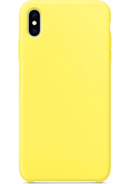 Apple iPhone X Kılıf Liquid Lansman Silikon Sarı