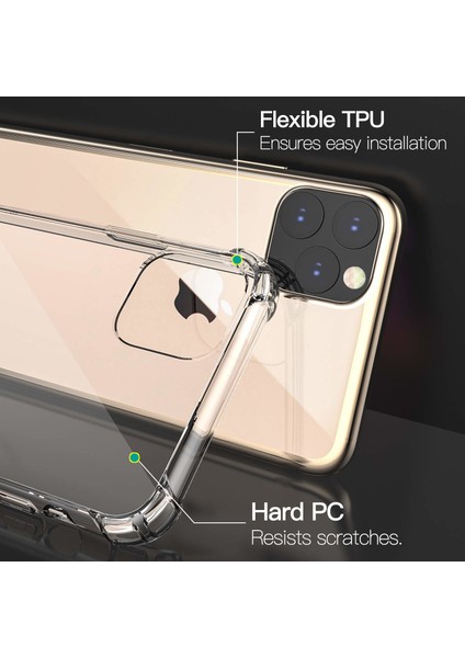 Apple iPhone 11 Pro Shock Absorbing Kılıf Şeffaf