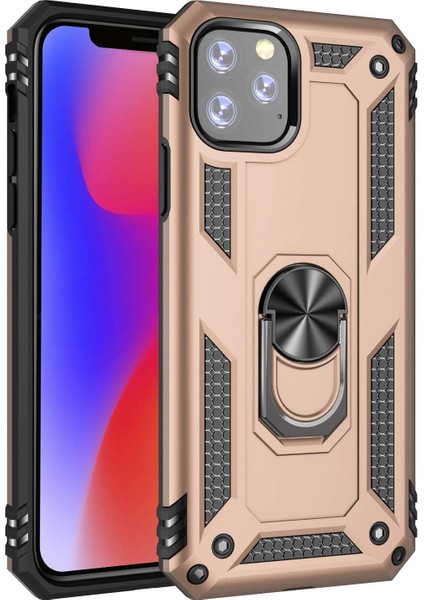 Apple iPhone 11 Pro Max Kılıf Military Ring Holder Gold fiyatları
