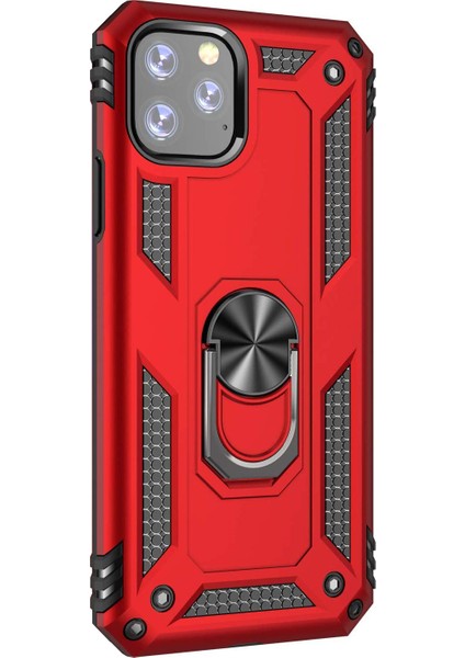 Apple iPhone 11 Pro Max Kılıf Military Ring Holder Rose Gold