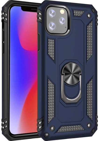 Apple iPhone 11 Pro Max Kılıf Military Ring Holder Lacivert fiyatları