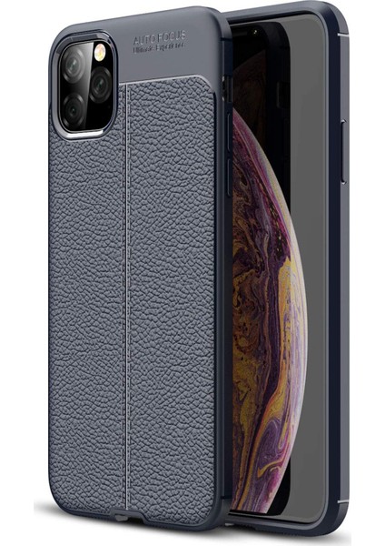 Apple iPhone 11 Pro Max Kılıf Deri Dokulu Silikon Lacivert fiyatları